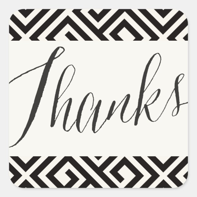 Adesivo Quadrado Obrigados de Script Clássico Casamento de Chave Gr (Frente)