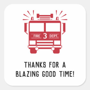 Adesivo Quadrado Obrigados do aniversário de criança da viatura d