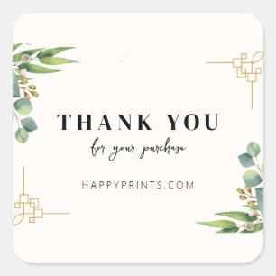 Adesivo Quadrado Obrigados Florais Editáveis Para Seu Pedido