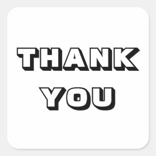 Adesivo Quadrado Obrigados, obrigado, branco preto