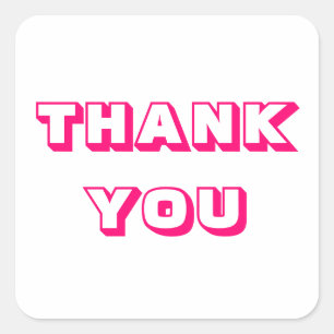 Adesivo Quadrado Obrigados, obrigado, cor-de-rosa, branco-rosa.