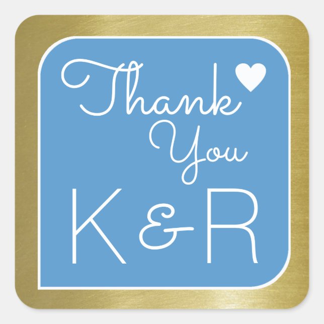 Adesivo Quadrado obrigados / obrigado você, azul (Frente)