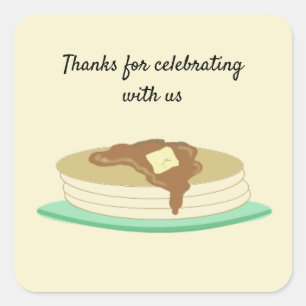Adesivo Quadrado Obrigados Pancake Stack Para Celebração
