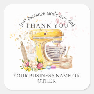 Adesivo Quadrado Obrigados para a compra, pequenas empresas de pada