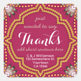 Adesivo Quadrado Obrigados Reais Reais Dourados Vermelhos