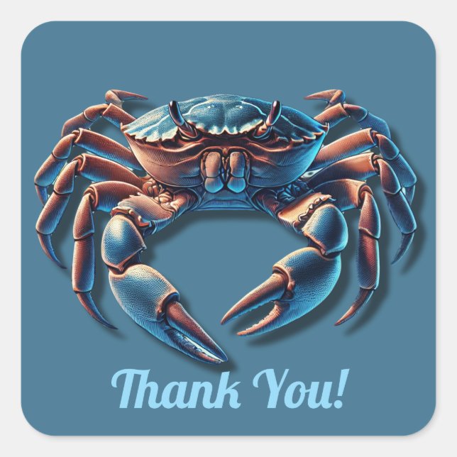 Adesivo Quadrado Ocean King Crab Obrigado (Frente)