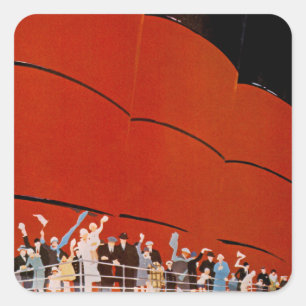 Adesivo Quadrado Ocean Liner Bon Voyage