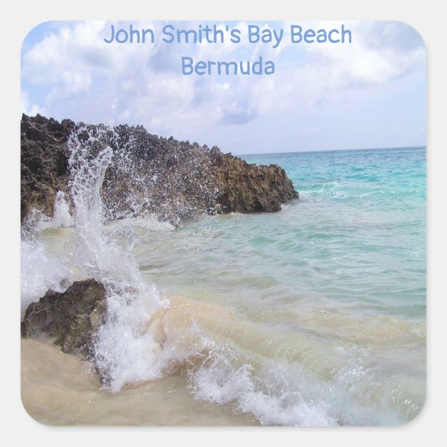 Adesivo Quadrado Ocean Wave John Smith's Bay Beach Bermuda (Frente)