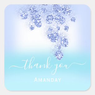 Adesivo Quadrado Oceano Azul Ombré Pastel Brilho FLORAL ANIVERSÁRIO