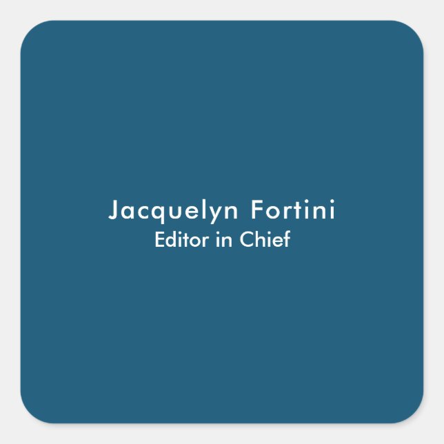 Adesivo Quadrado Oceano Azul Plana Elegante Minimalista Moderno (Frente)