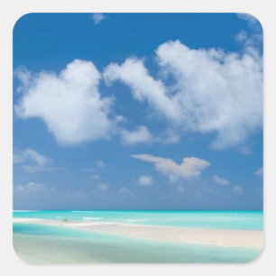Adesivo Quadrado Oceano branco bonito da praia e da turquesa da