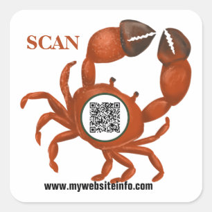 Adesivo Quadrado Oceano Caranguejo QR Negócio