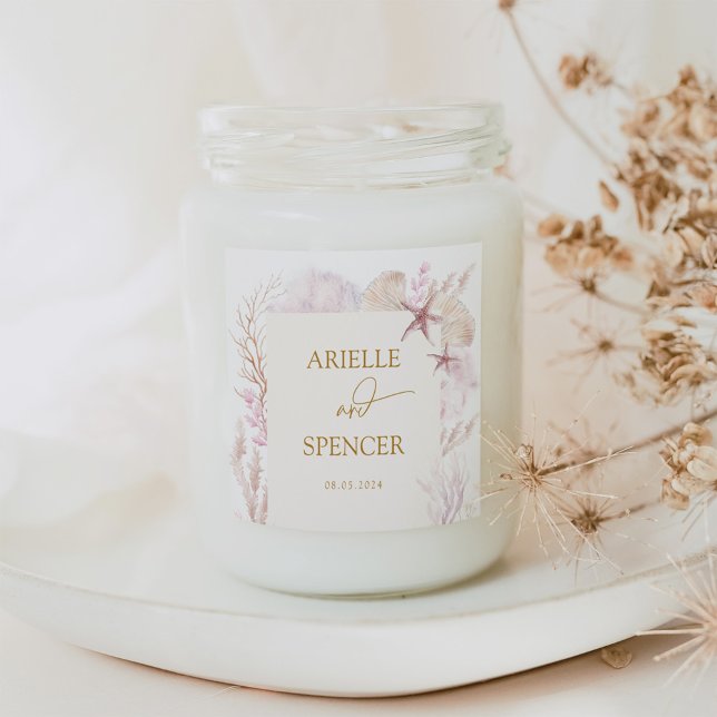 Adesivo Quadrado Oceano de Pastel Suave Sob Os Favores De Casamento (Criador carregado)