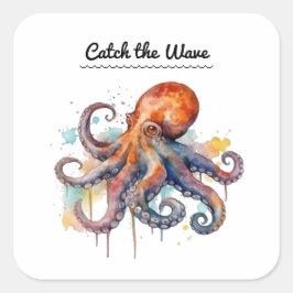 Adesivo Quadrado Oceano Whimsy: Octopus Colorido