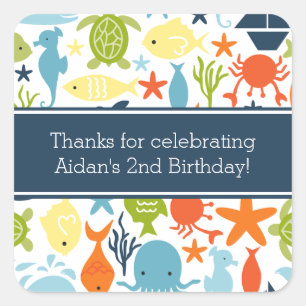 Adesivo Quadrado Oceanos Criaturas, Sob o Mar