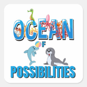 Adesivo Quadrado Oceanos De Possibilidades De Leitura De T-Shirt