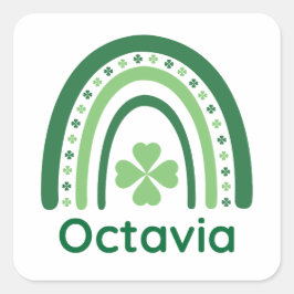 Adesivo Quadrado Octavia Nome Clover Boho Rainbow
