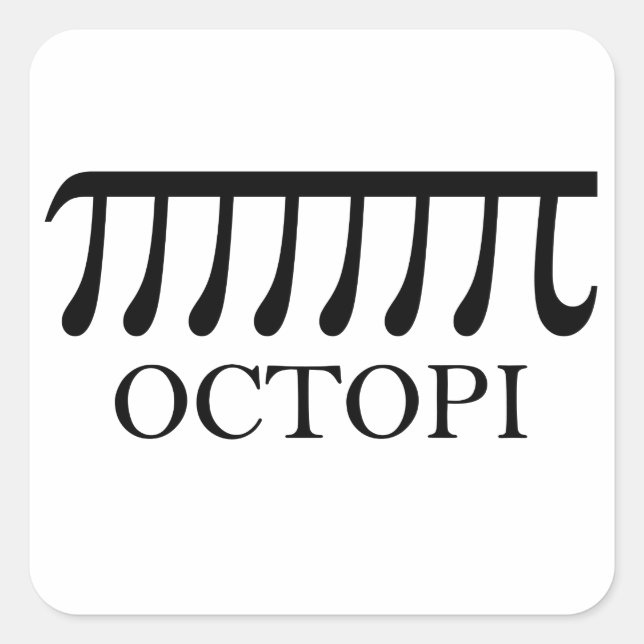 Adesivo Quadrado Octopi - Engraçado Pi Octopus Math (Frente)