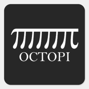 Adesivo Quadrado Octopi - Engraçado Pi Octopus Math