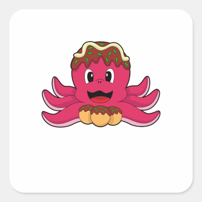 Adesivo Quadrado Octopus com Bolo (Frente)