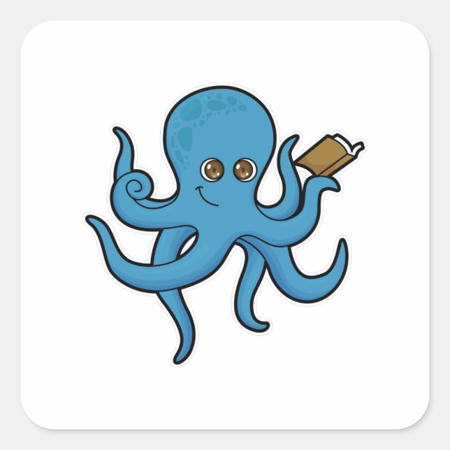 Adesivo Quadrado Octopus com Livro (Frente)