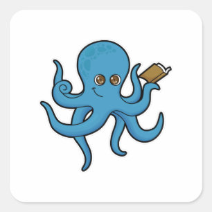 Adesivo Quadrado Octopus com Livro
