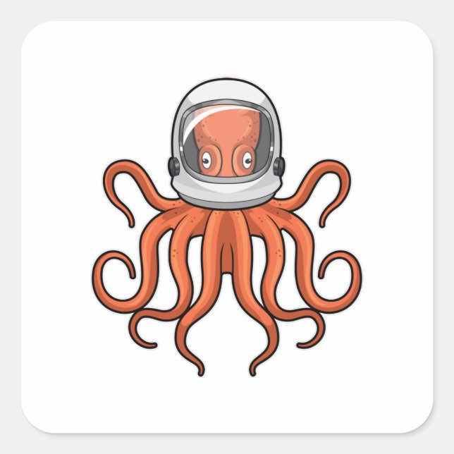 Adesivo Quadrado Octopus como astronauta (Frente)