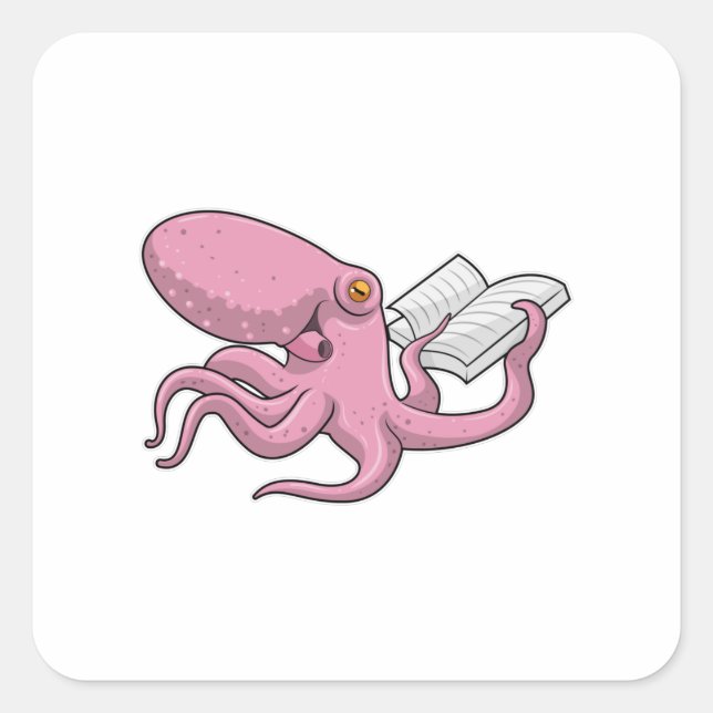 Adesivo Quadrado Octopus como Nerd do Livro (Frente)