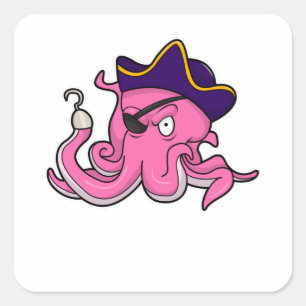 Adesivo Quadrado Octopus como pirata com mão viciada