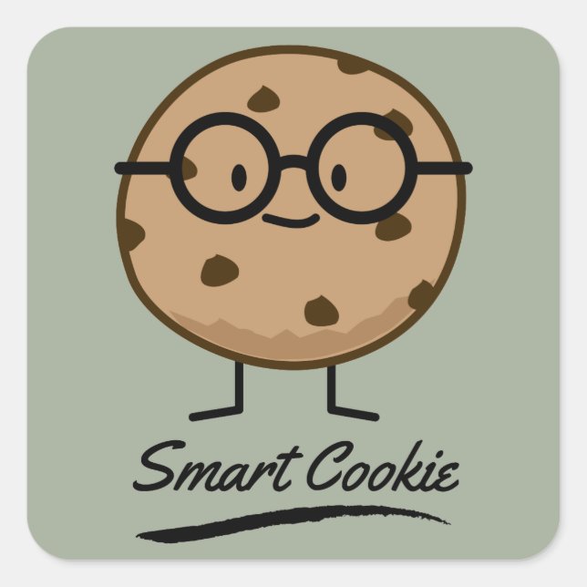 Adesivo Quadrado Óculos de Cookie Smart Chocolate Chip Cookies (Frente)