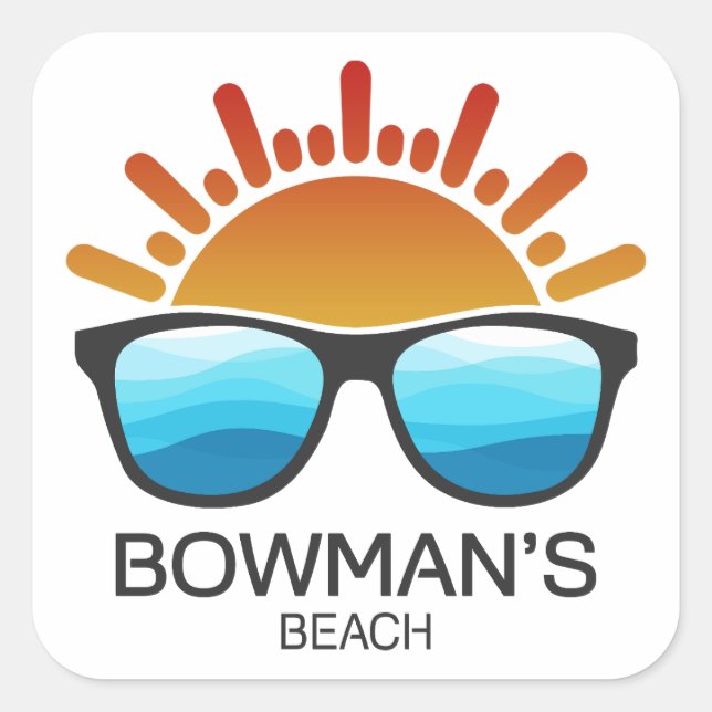 Adesivo Quadrado Óculos de Sol Bowman's Beach Florida (Frente)