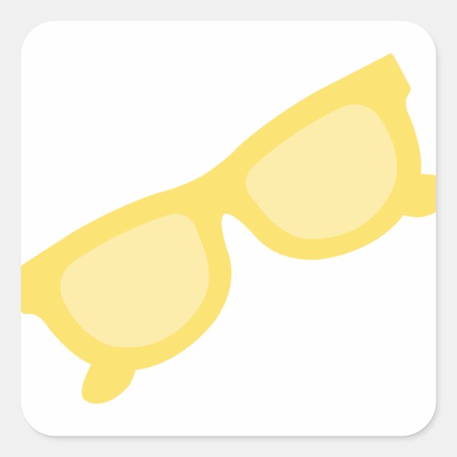 Adesivo Quadrado Óculos de sol de verão óculos de hipster amarelo (Frente)