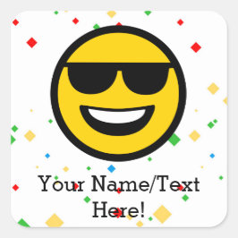 Adesivo Quadrado Óculos de sol legal Emoji