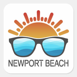 Adesivo Quadrado Óculos de Sol Newport Beach Califórnia