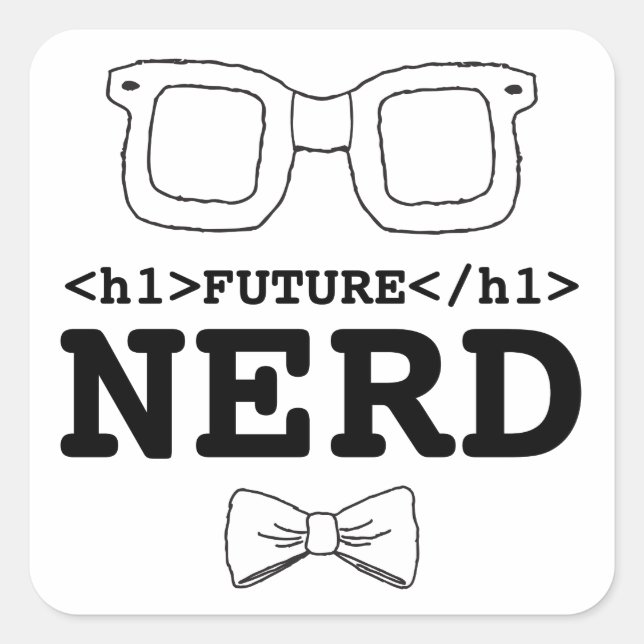 Adesivo Quadrado Óculos do Nerd do Clipart do Nerd Futuro (Frente)