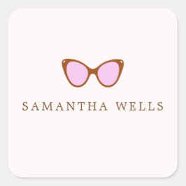 Adesivo Quadrado Óculos Retro Rosa Rosa Rosa, Rosa, Personalizados