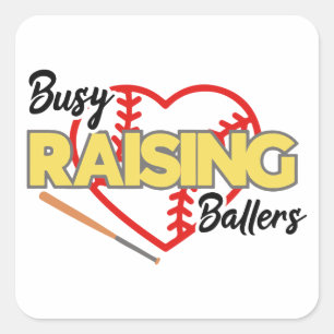 Adesivo Quadrado Ocupado Raising Ballers Baseball Mãe