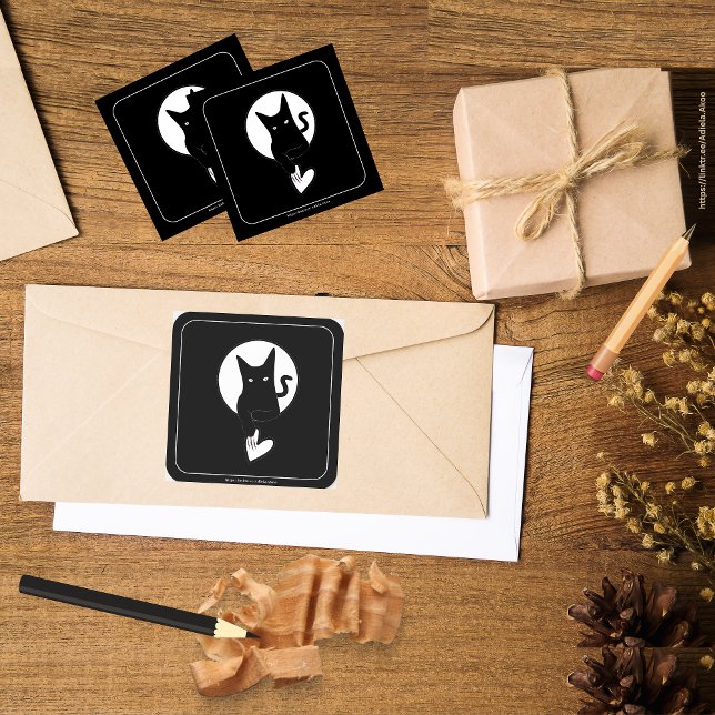 Adesivo Quadrado Ode to Love Cat Sticker da Poeta Adiela Akoo (Love Cat Sticker by Poet Adiela Akoo. Cute! LOVE it? GET it! Browse my store for more novelty gifts!)