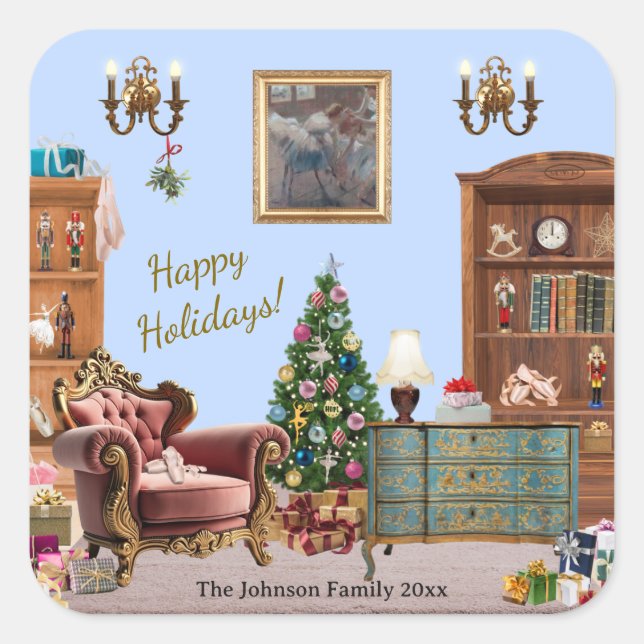 Adesivo Quadrado Ode to The Nutcracker Ballet Blue (Frente)