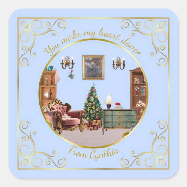 Adesivo Quadrado Ode to The Nutcracker Ballet Blue Tile (Frente)