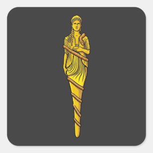 Adesivo Quadrado Odisséia de Atena Arte Pop Mitologia Deusa Serpent