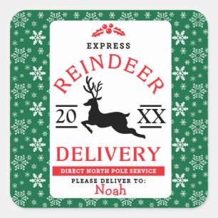 Adesivo Quadrado Oferta de Reindeer Express - Presente Personalizad