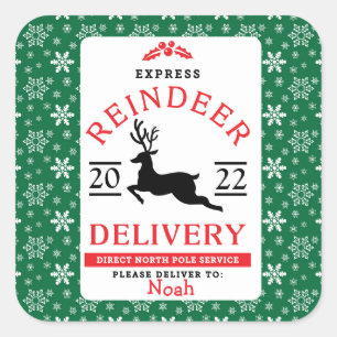 Adesivo Quadrado Oferta de Reindeer Express - Presente Personalizad