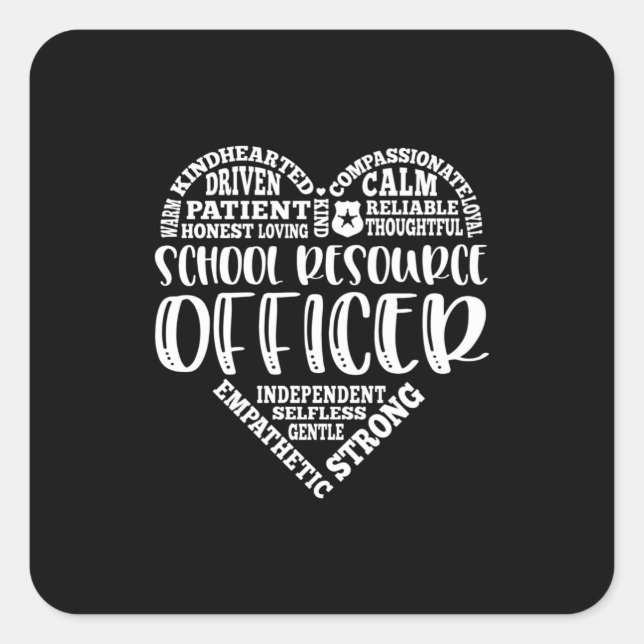 Adesivo Quadrado Oficial de recursos da escola, sro, segurança (Frente)