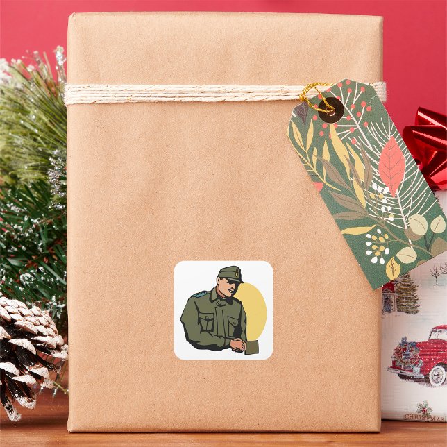 Adesivo Quadrado Oficial Militar Soldado do Exército Retro (Criador carregado)