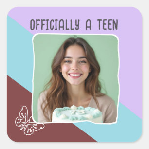 Adesivo Quadrado Oficialmente Uma Foto Personalizada De Festa de an