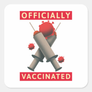Adesivo Quadrado Oficialmente Vacinado - Vacinado