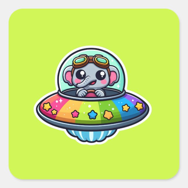 Adesivo Quadrado OFO Rainbow Elephant (Frente)