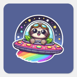 Adesivo Quadrado OFO Rainbow Sloth
