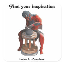 Ogre Potter Crafting Pottery Fantasy Art Stickers
